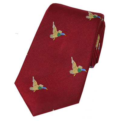 Soprano Flying Ducks Silk Tie - Red